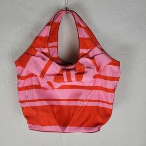 Kate Spade Womens Bow Bag Red Pink Striped Ribbon Nylon Tote Handbag Purse